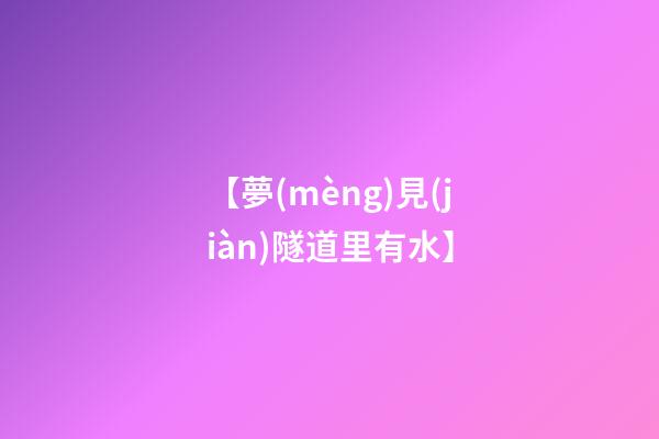 【夢(mèng)見(jiàn)隧道里有水】