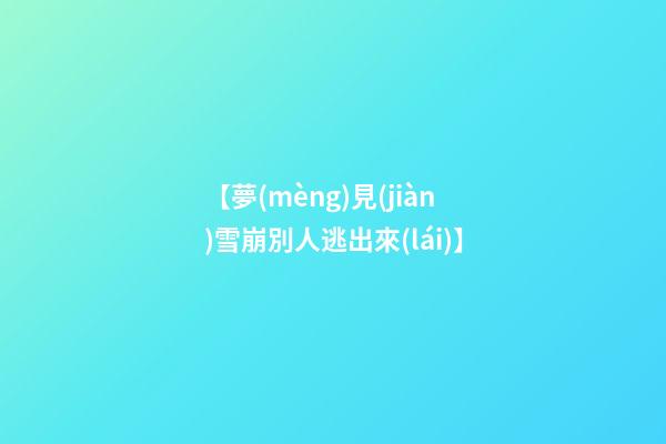 【夢(mèng)見(jiàn)雪崩別人逃出來(lái)】