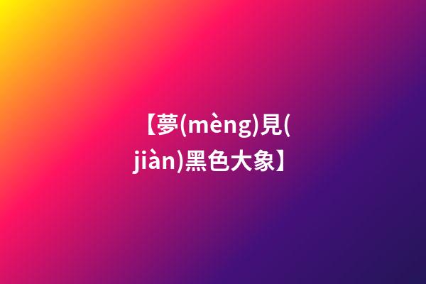 【夢(mèng)見(jiàn)黑色大象】