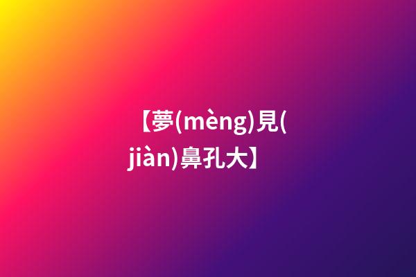 【夢(mèng)見(jiàn)鼻孔大】