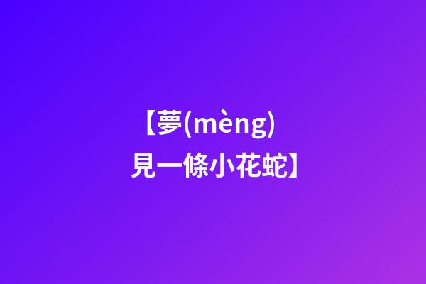 【夢(mèng)見一條小花蛇】