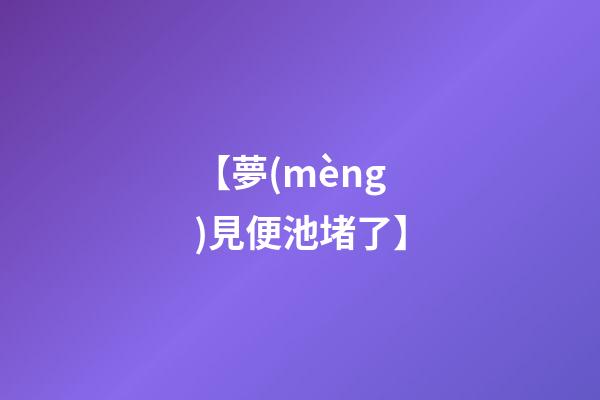 【夢(mèng)見便池堵了】