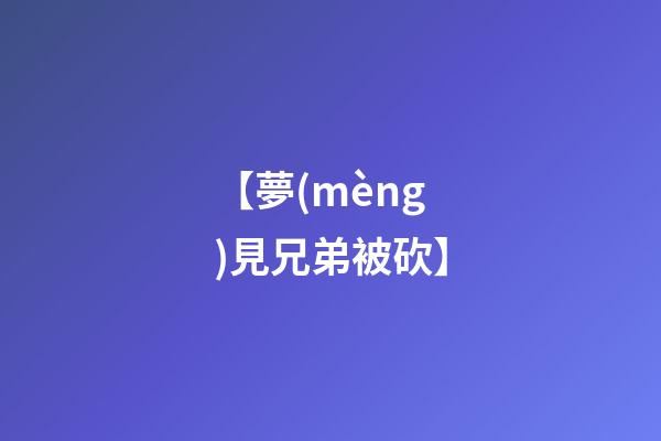 【夢(mèng)見兄弟被砍】