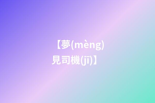 【夢(mèng)見司機(jī)】