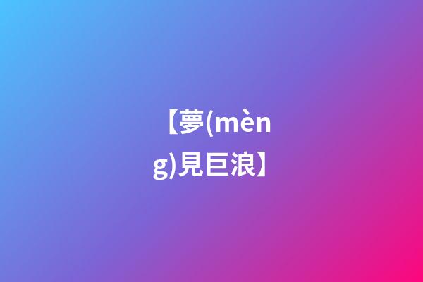 【夢(mèng)見巨浪】