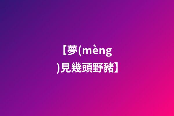 【夢(mèng)見幾頭野豬】