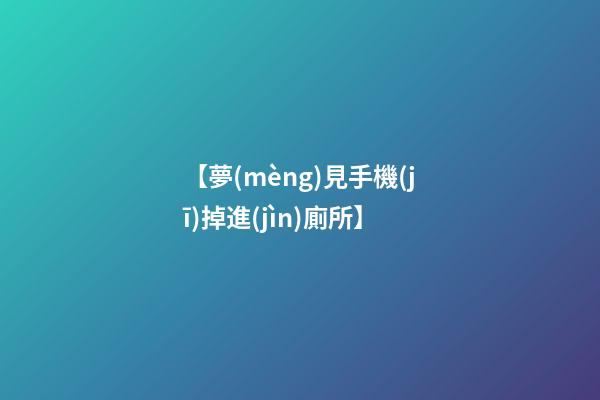 【夢(mèng)見手機(jī)掉進(jìn)廁所】