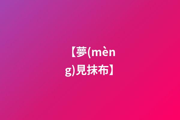 【夢(mèng)見抹布】