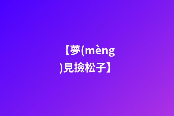 【夢(mèng)見撿松子】