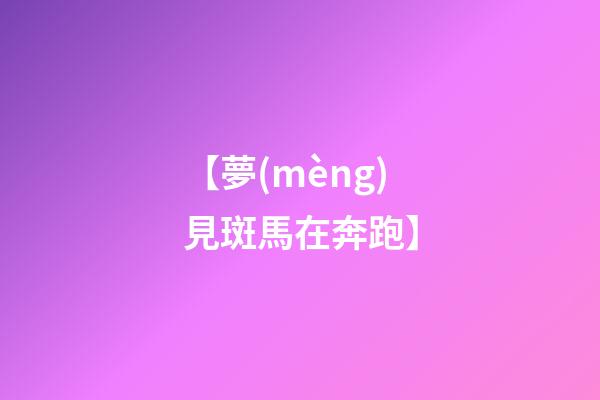 【夢(mèng)見斑馬在奔跑】