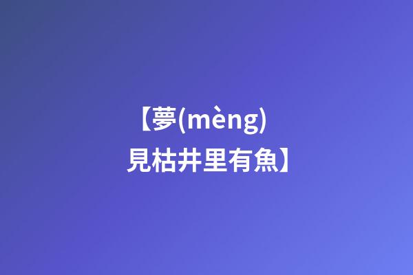 【夢(mèng)見枯井里有魚】