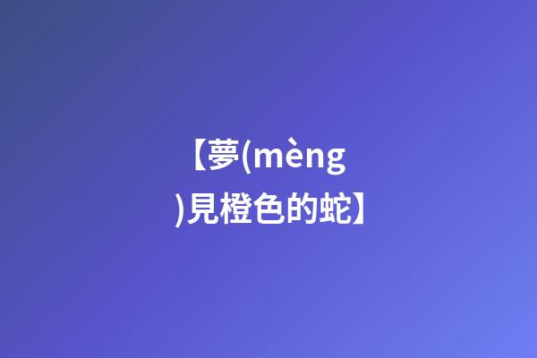 【夢(mèng)見橙色的蛇】