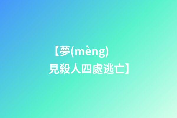 【夢(mèng)見殺人四處逃亡】