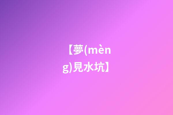 【夢(mèng)見水坑】