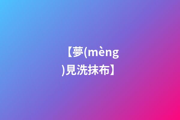 【夢(mèng)見洗抹布】