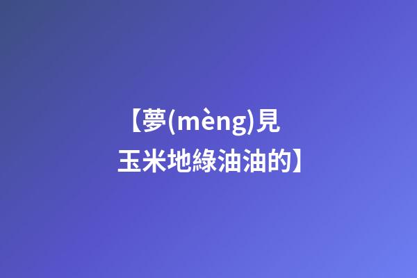 【夢(mèng)見玉米地綠油油的】