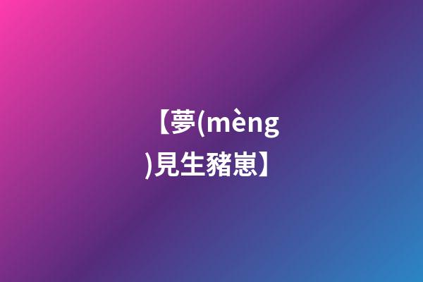 【夢(mèng)見生豬崽】