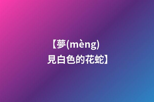 【夢(mèng)見白色的花蛇】