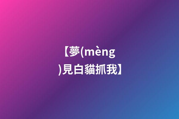 【夢(mèng)見白貓抓我】