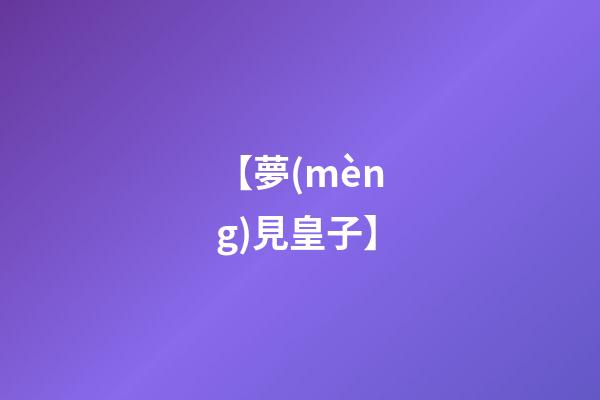 【夢(mèng)見皇子】