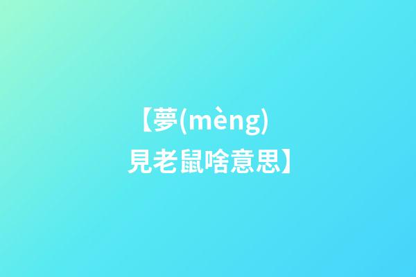 【夢(mèng)見老鼠啥意思】