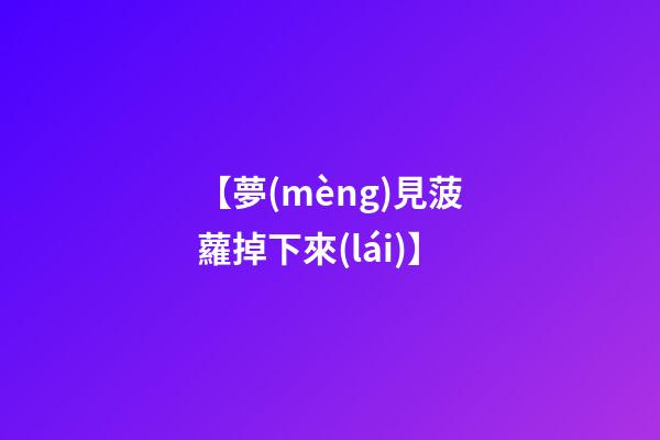 【夢(mèng)見菠蘿掉下來(lái)】