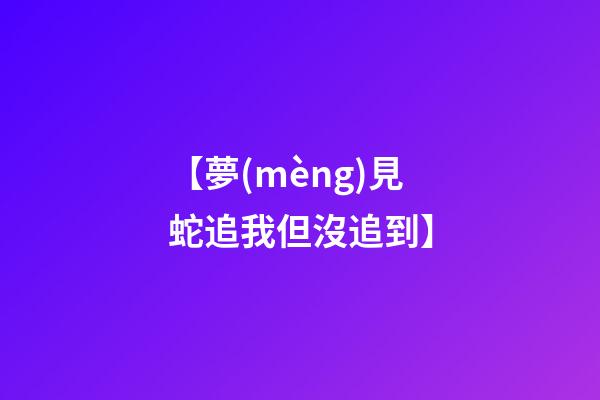 【夢(mèng)見蛇追我但沒追到】