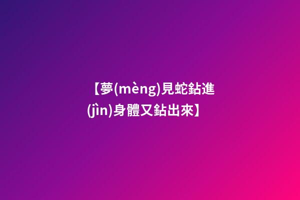 【夢(mèng)見蛇鉆進(jìn)身體又鉆出來】
