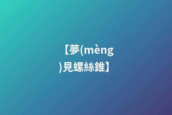 【夢(mèng)見螺絲錐】