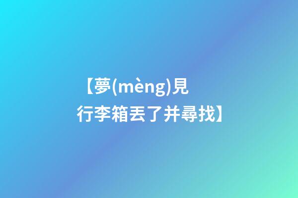 【夢(mèng)見行李箱丟了并尋找】