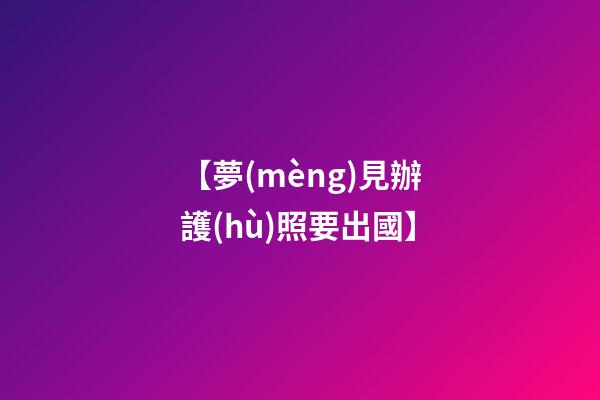 【夢(mèng)見辦護(hù)照要出國】