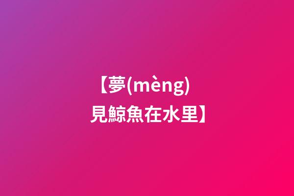 【夢(mèng)見鯨魚在水里】
