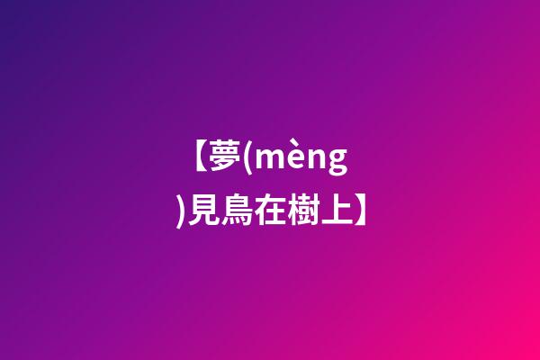 【夢(mèng)見鳥在樹上】
