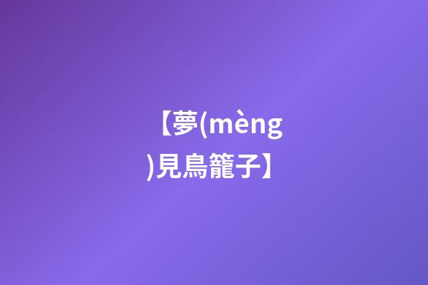【夢(mèng)見鳥籠子】