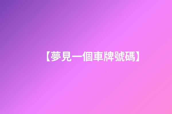 【夢見一個車牌號碼】