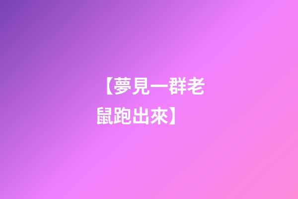 【夢見一群老鼠跑出來】