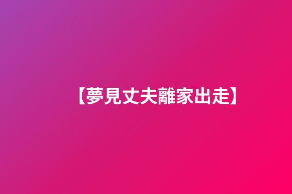 【夢見丈夫離家出走】