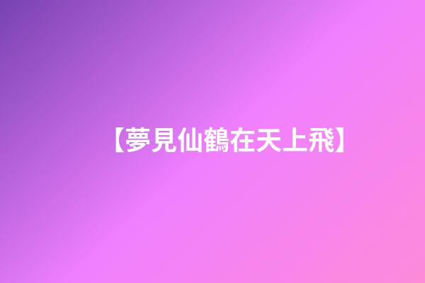 【夢見仙鶴在天上飛】