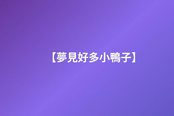 【夢見好多小鴨子】