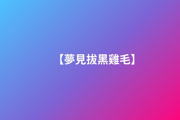 【夢見拔黑雞毛】