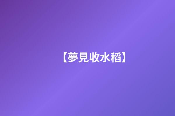 【夢見收水稻】