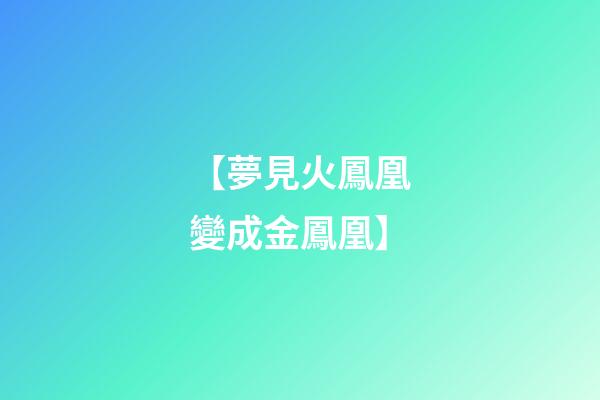 【夢見火鳳凰變成金鳳凰】