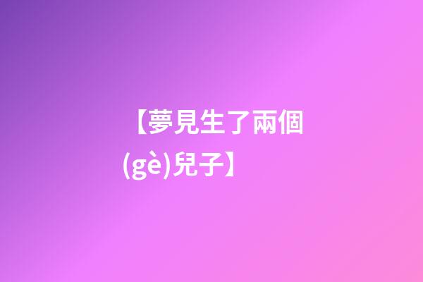 【夢見生了兩個(gè)兒子】