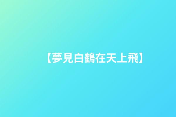 【夢見白鶴在天上飛】