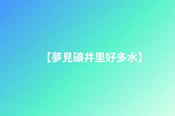 【夢見礦井里好多水】