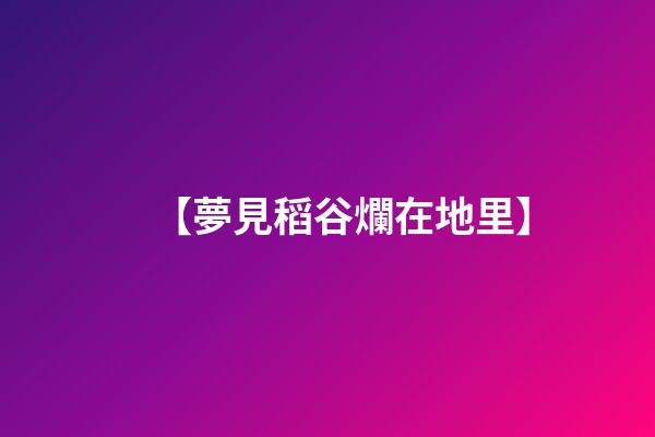 【夢見稻谷爛在地里】