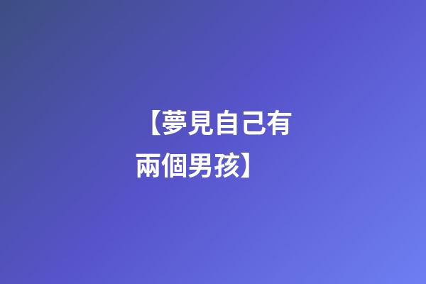 【夢見自己有兩個男孩】