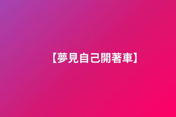 【夢見自己開著車】