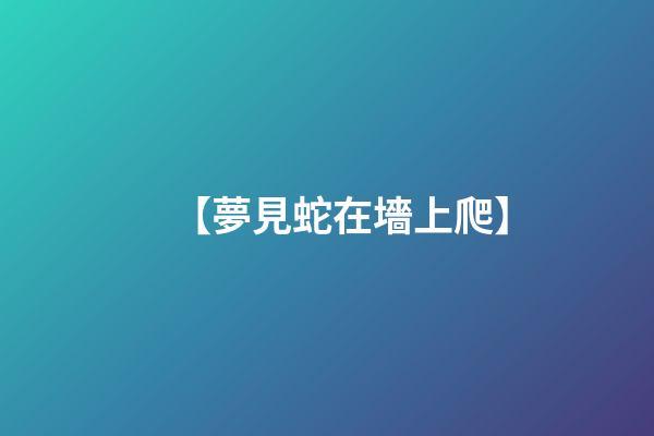 【夢見蛇在墻上爬】