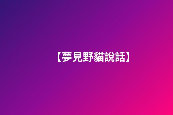 【夢見野貓說話】